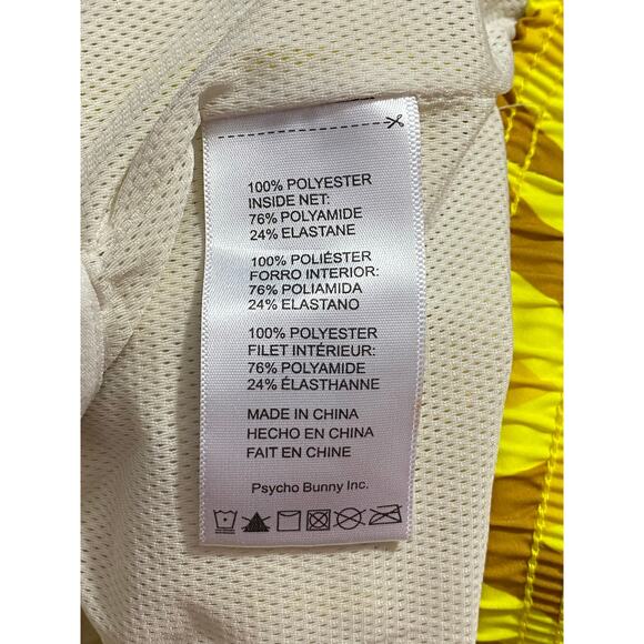 Psycho Bunny Pisani $95 Swim Trunks Mens 2XL Yellow Tan Board Shorts - Picture 5 of 11